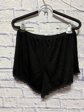 Superdown black lace trim pajama shorts